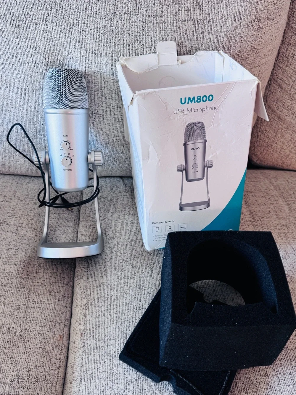 OVO (Movo) Silver USB Desktop Microphone with Stand